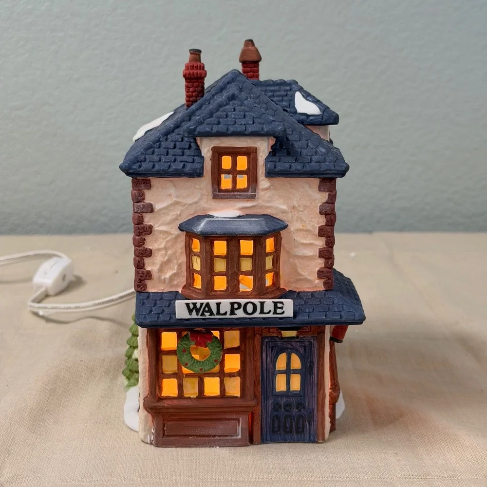 Walpole Tailors Lighted Christmas Village House English Storefront Decor 7 Inch